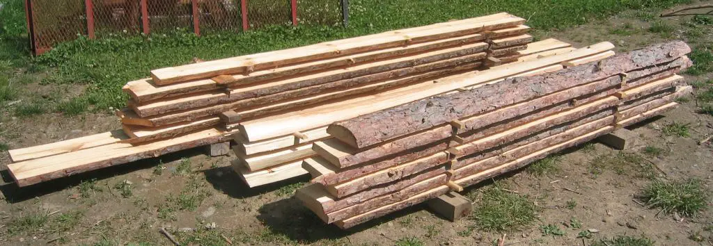 Milled lumber drying outside